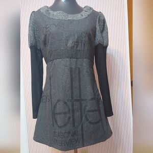 Grunge Revival MAS Tunic-Style Long Sleeve Top Edgy Casual Streetwear